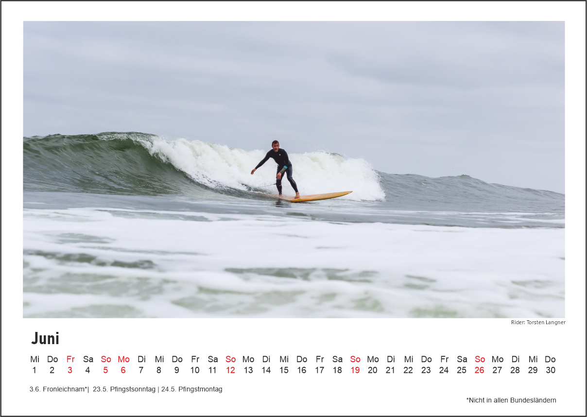 Kalender Wellenreiten auf Sylt 2022
